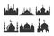 Set of vector Mosque silhouette element on white background