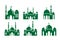 Set of vector Mosque silhouette element on white background