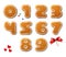 Set of vector numbers in shape of Christmas gingerbreads