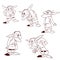 Set of vector outline drawings of trolls or goblins