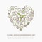 Set vector outline ecological icons. Heart shape element made from eco icon and signs