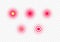 Set of vector pain dot radial icons. Red gradient flat circle ache symbol isolated on transparent background. Design element