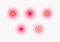 Set of vector pain dot radial icons. Red gradient flat round ache symbol isolated on transparent background. Design element