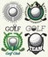 Set vector patterns badges with attributes for golf