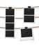 Set of vector photobooth and photos hanged on rope. Realistic retro style instant fotos with thread. Remember the