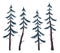 Set of vector pines, spruces or firs. Coniferous forest. Flora and fauna. Flat vector image