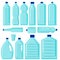 Set of vector plastic bottles. Plastic pollution. Ecology problem