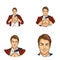 Set of vector pop art round avatar icons for users of social networking, blogs, profile icons.