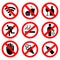 Set of vector prohibition signs
