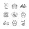 Set of vector public transport icons in ketch style