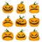 Set of vector pumpkins for Halloween. Cartoon style. Autumn holiday symbols