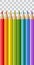 Set of vector rainbow colored realistic pencils isolated on transparent background