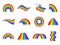 Set of vector rainbows icons isolated on white background. Different abstract shapes.