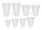Set of vector realistic blank disposable coffee cups. Different sizes of open empty containers for vending and takeaway drinks