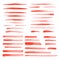 Set of vector red watercolor brush strokes, stripes, smears