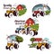 Set of vector retro farm fresh emblems