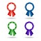 Set of vector rosettes. Decoration from red, blue, green, violet ribbons.