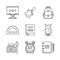 Set of vector school icons in sketch style