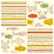 Set of vector seamless ethnicity patterns with fish, crab and ca
