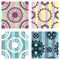 Set of vector seamless patterns with mechanism of watch, metal parts, nuts. Creative geometric grunge backgrounds with gear