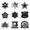 Set of vector sheriff or marshal badges and stars