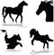 A set of vector silhouettes of horses