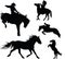 A set of vector silhouettes of horses