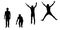 Set of vector silhouettes of jumping young man