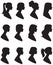Set of vector silhouettes. Portrait of a woman in a profile with