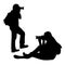 Set of vector silhouettes of sitting and standing photographer w