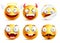 Set of vector smileys with funny faces like angel and demon
