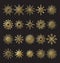 Set of vector snowflakes gold.