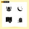 Set of Vector Solid Glyphs on Grid for action, sync, crescent, muslim, home