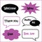 Set of vector speech bubbles various shape in black white and pi