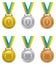 Set of vector sports awards gold, silver and bronze medals devoted to summer games