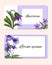 Set of vector templates gentle violet flowers. Framework for text with for invitations, cards, greetings.