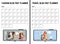 Set of vector travel and fashion blog post planners with month grid and place for notes. Vector flat illustration in cartoon style