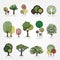 Set of vector tree illustration. Geometric, stylized, hand drawn and polygonal style tree illustrations.