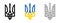 Set of vector trident. Ukrainian trident. State emblem of Ukraine on a white background