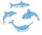 Set of vector underwater life with killer whale, shark, narwhal
