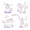 Set of vector unicorns in different poses