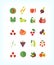 Set of vector vegetarian organic food. Flat fruit and vegetables icon set.