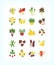 Set of vector vegetarian organic food. Flat fruit and vegetables icon set.