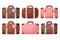 Set of vector vintage suitcases. Retro baggage for travel.