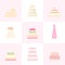 Set vector of wedding cakes.