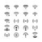 Set of vector wireless icons for wifi remote control access and radio communication