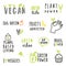 Set of vegan text signs.