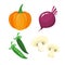 Set of vegetables. Fresh organic food. Pumpkin, mushroom