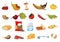 Set of vegetables fruits rotting products. Composting food. Perishable products. Vector illustration on a white