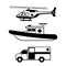 Set of Vehicle accident in line style silhouette concept design